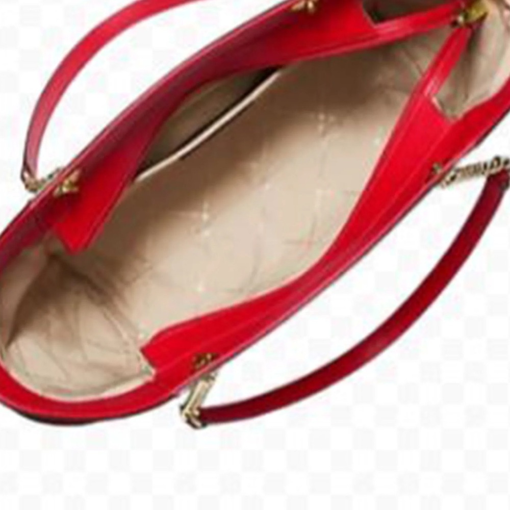 Retail:$558 NWT Michael Kors Red Leather Handbag with Gold Chain & Leather Strap - Picture 7 of 8